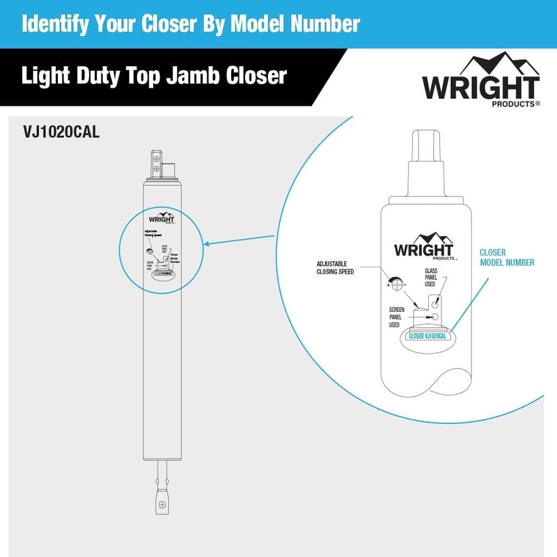 Wright Products VJ1020CAL Pneumatic Aluminum Screen Door Closer For Wood Or Metal Out Swinging Doors - Image 3